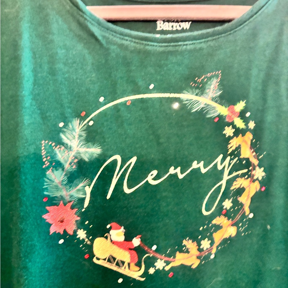Croft & Barrow Dark Green Holiday Long Sleeve Tee - Picture 2 of 5